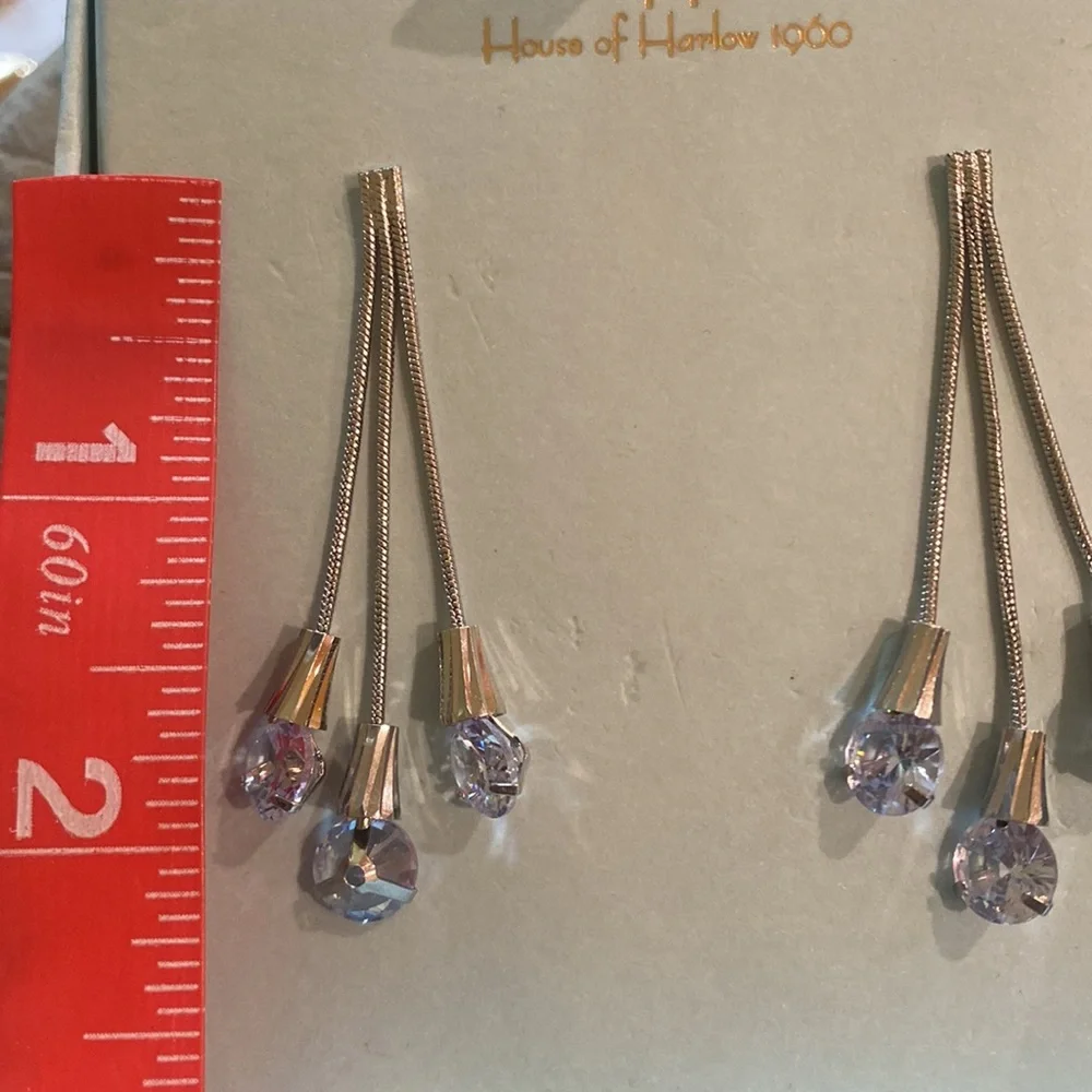 House Of Harlow 1960 Glass Silver Drop Earrings NWT